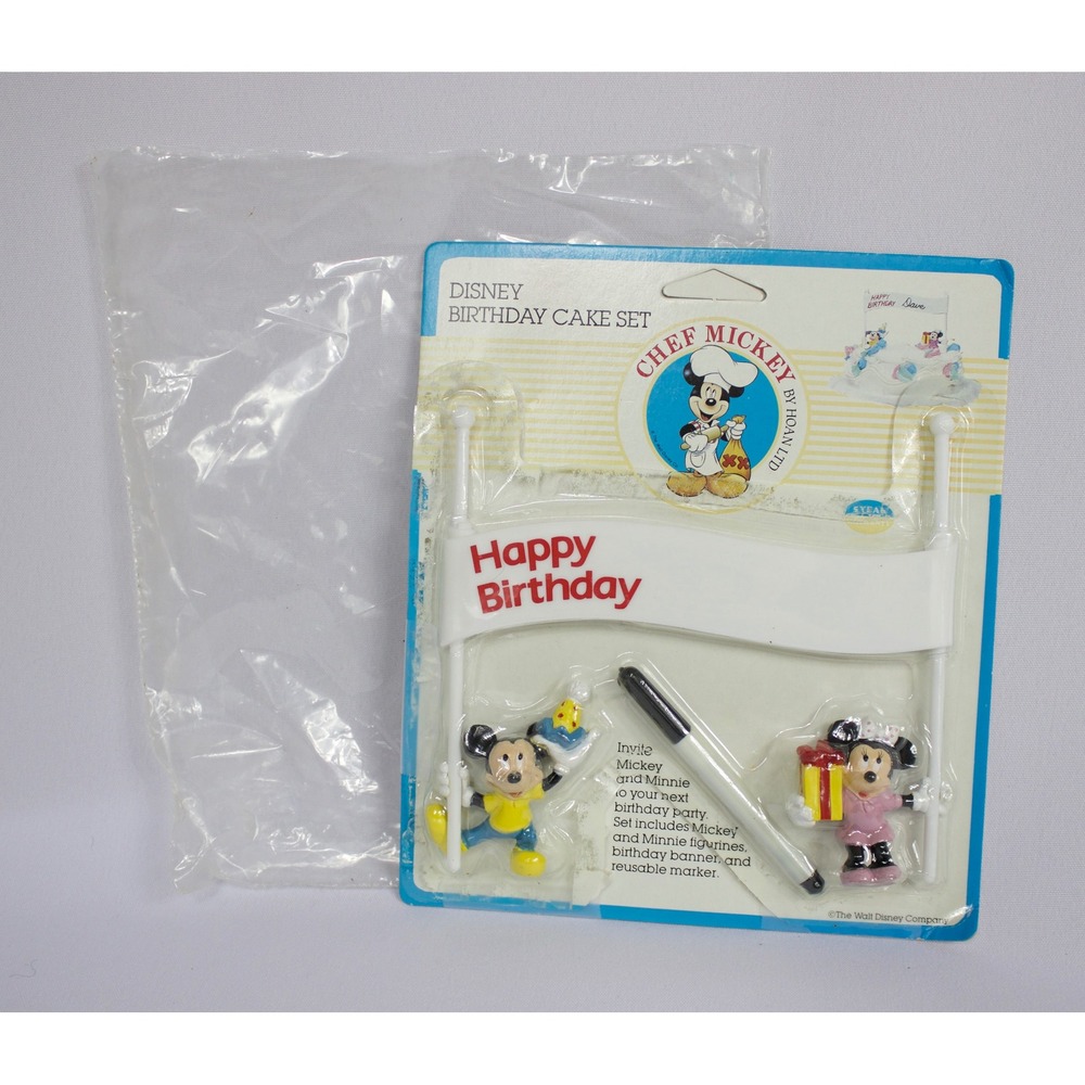 Vintage Disney Chef Mickey Minnie Birthday Cake Topper Set 1980s